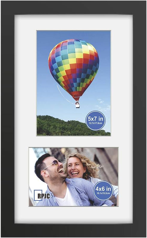 RPJC 8x14 Solid Wood 2 Opening Picture Frames with High Definition Glass, Display 4x6 and 5x7 with Mat or 8x14 Without
