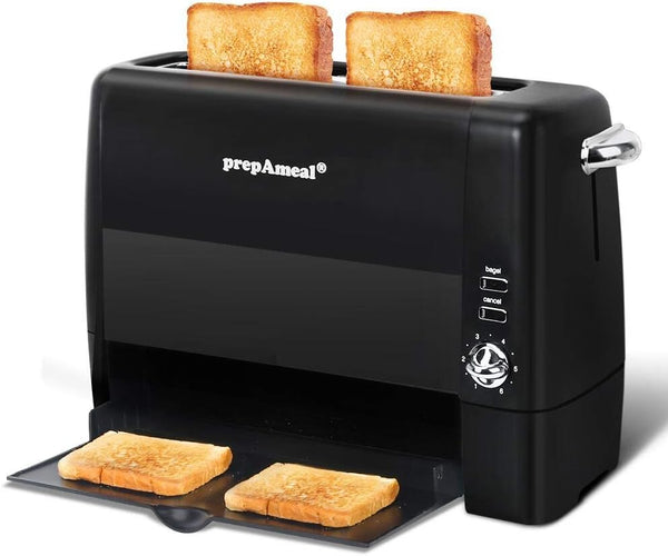 Long Slot Toaster 2 Slice with 6 Shade Settings, Extra Wide Slots, Removable Crumb Tray, for Bagels, Waffles, Snacks