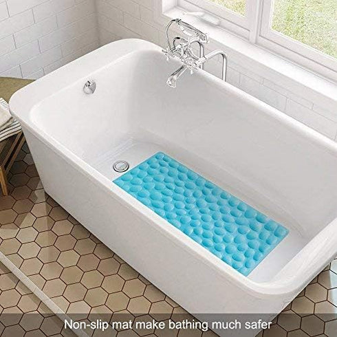 OTHWAY Non-Slip Bathtub Mat - Soft Rubber Bathroom Bathmat with Strong Suction Cups (Blue)