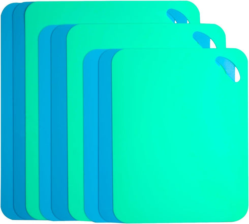 Plastic Flexible Cutting Mats Set of 9pc, Color Coded Chopping Board Set, Dishwasher Safe, 3 Different Sizes