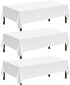 Childom 3 Pack Plastic Tablecloths for Rectangle Tables 54" x 108" - White Disposable for Indoor or Outdoor Parties