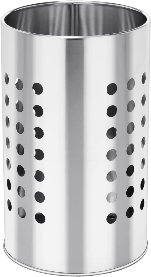 EORTA Stainless Steel Kitchen Utensil Holder, Flatware Cylinder Draining Organizer with Round Drain Holes