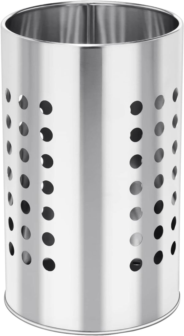 EORTA Stainless Steel Kitchen Utensil Holder, Flatware Cylinder Draining Organizer with Round Drain Holes