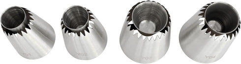 Sultan Piping Nozzle 4PCS 304 Stainless Steel Russian Piping Tips for Baking, Icing, Decorating Cookies, Cupcakes