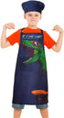 MHJY Kids Apron and Chef Hat for Boys, Adjustable Dinosaur Child Aprons with Pockets for Cooking Baking Painting 3-12