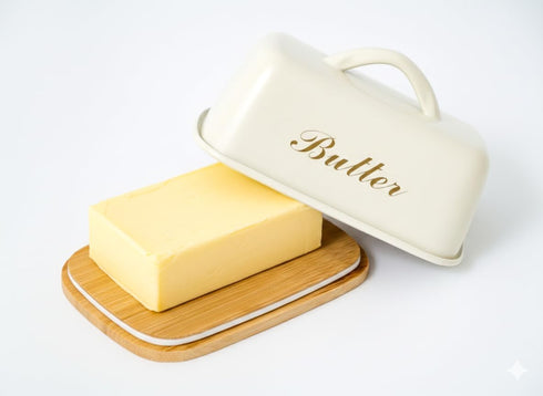 Plexon Counter Counter Metal Butter Dish with Lid and Handle, Covered Butter Dish Airtight, Cute Butter Keeper