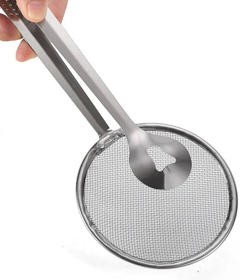 Multi-Functional Stainless Steel Kitchen Tongs with Built-in Strainer Spoon, Ergonomic and Heat-Resistant for Cooking