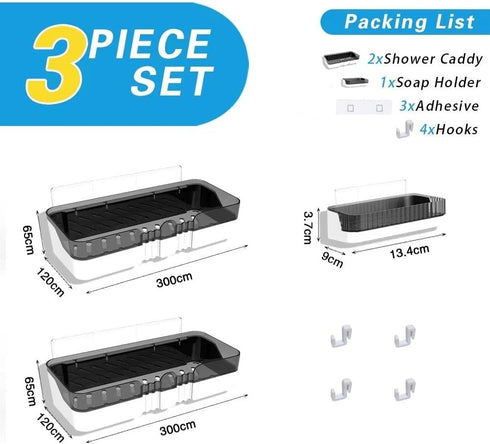 2-Pack Shower Caddy, Separable Shower Organizer with Soap Dish and Hooks, No Drilling Double Layer Shower Shelf, Used