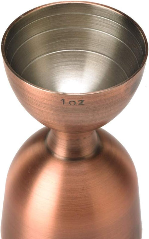 Barfly M37006ACP Heavy-Duty Bell Jigger, Straight Rim, 1 oz x 2 oz, Antique Copper