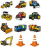 Jayd Products 12 Large Construction Trucks and Traffic Cones Cutouts for Kids' Construction Party Decorations