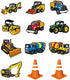 Jayd Products 12 Large Construction Trucks and Traffic Cones Cutouts for Kids' Construction Party Decorations