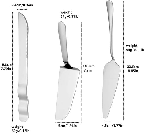 Cake Knife and Server Set - Wedding Stainless Steel Cake Cutting Set, Includes Cake Cutter for Events