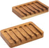 2PCS Self Draining Soap Dishes by HTB, Teak Wood Soap Holder, Soap Saver for Shower, Bathroom, Bath Tub, Kitchen