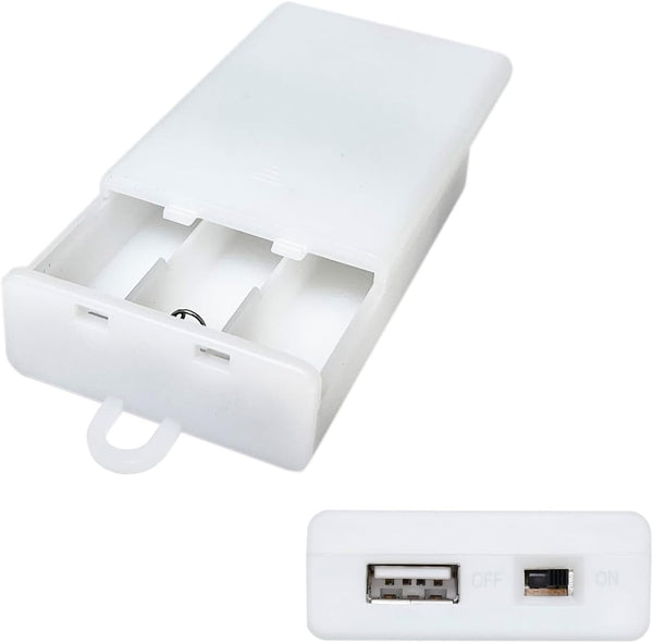 USB Female Socket 3 AA Battery Case White Battery Box Holder for
