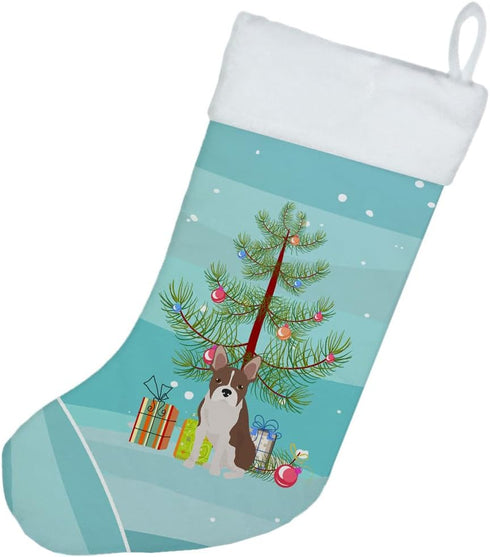 Caroline's Treasures CK3493CS Christmas Tree Boston Terrier Christmas Stocking, Fireplace Hanging Holiday Decor