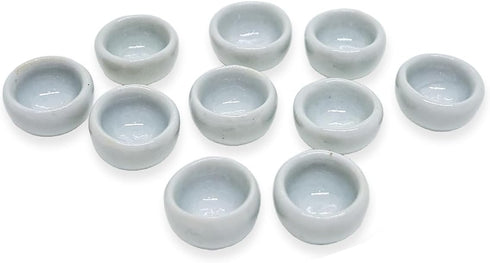 " Inch Diameter White Round Ceramic Sauce Bowls, Set of 10 Pieces Miniature Tableware