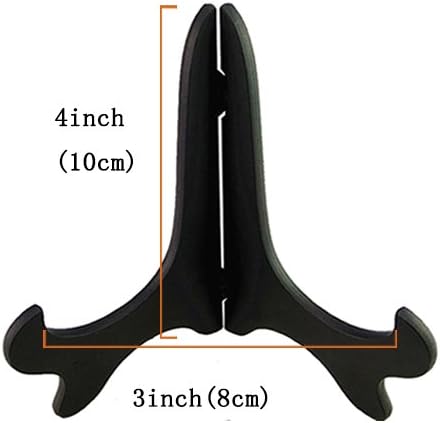Artliving Black 4" Wood-Like Plastic Easels - Set of 4 Plate Display Stands for Picture Frames