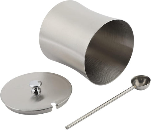 Stainless Steel Sugar Bowl Seasoning Jar with Cover Spoon, Condiment Pot for Salt, Sugar, Pepper, Kitchen Gadgets