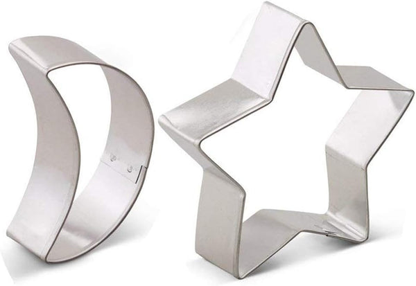 2 Pieces Moon and Star Cookie Cutter Set - Food Grade Stainless Steel