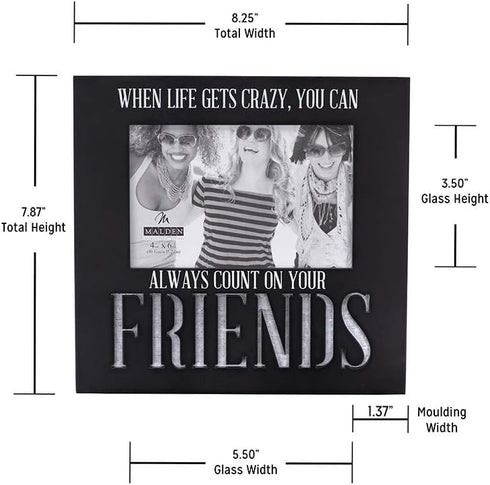 Malden International Designs Laser Cut Industrial Expressions Friends Picture Frame, 4x6, Black