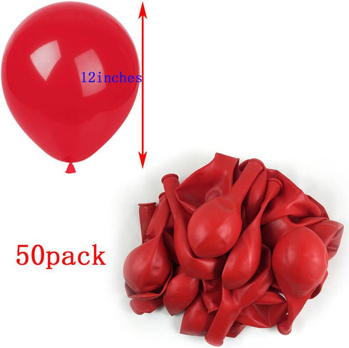 KADBANER 50 pcs Red Balloons, 12 Inch Latex Balloons for Wedding Birthday Party Baby Shower Christmas Decorations