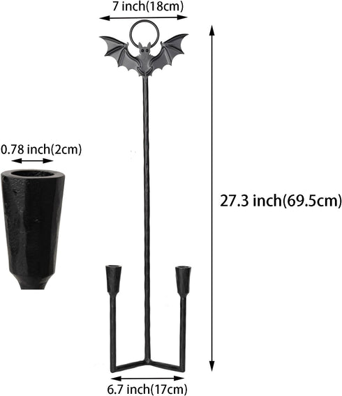 Set 2Black Wall Sconce Candle Holder Metal Hanging Wall Decorations Gothic Bat Wall Light Candle Holder for Home,Living