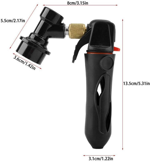 Portable Homebrew Keg Charger, Handheld CO2 Injector Draft Beer Dispenser for Homebrew Soda Valve (Black)