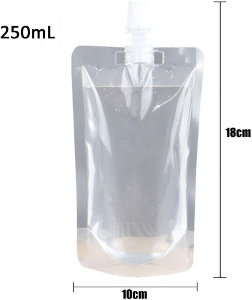 50 8.4oz frozen (250ml) beverage bags, transparent smoothie bag container, heavy-duty hand-held leak-proof and sealable