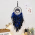 Dreamlike Deep Blue Tree of Life Dream Catcher, Handmade Feather Wall Hanging for Girls Bedroom Decor