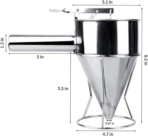MyLifeUNIT Stainless Steel Pancake Batter Dispenser, Funnel Dispenser with Stand for Baking