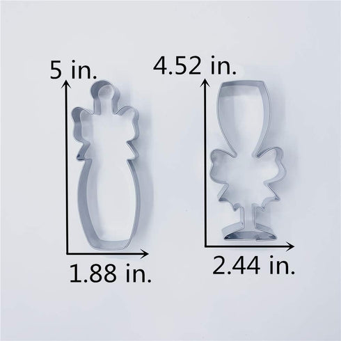 LILIAO Stainless Steel Champagne and Champagne Glass with Ribbon Cookie Cutter for Wedding/Engagement