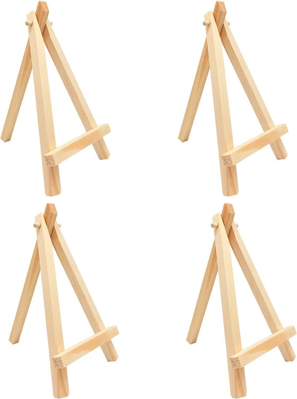 4pcs Pine Wood Mini Easel Triangle Frame - Wedding Table Card Stand Display Holder for Crafts