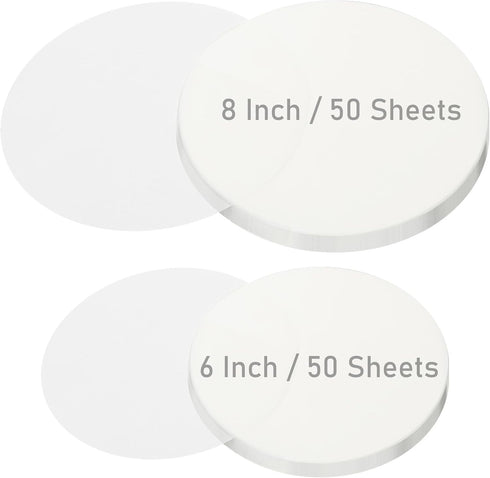 100 Sheets Disposable Round Parchment Paper, 8 Inch/6 Inch Precut Non-Stick Baking Sheets for Cake, Pizza, Cookies