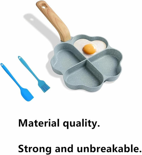 Egg Frying Pan, Nonstick Multi Egg Frying Pan with Brush Scraper, Four-Cup for Burger, Omelet, Camping