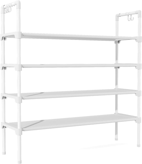 4 Closet 5 LANTEFUL Tier Shoe Rack for Shoe Organizer with Hooks, Long Shoe Shelf Storage for Shoe and Boot Stackable