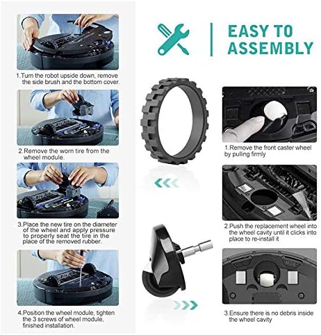 Front Caster Ball Wheel & Drive Wheel Tires Compatible with IRobot Roomba S Series S9 (9150) S9+ S9 Plus (9550) Robot Vacuum Cleaner Accessories Replacement Parts (Front Wheel& 4 Tire) by kvatar