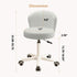 Small Desk Chair Round Rolling Chair with Back PU Leather Height Adjustable Swivel Vanity Work Computer Stool Chair