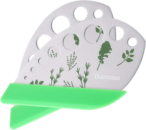 Herb Stripper 9 Holes, Pack of 2 Stainless Steel Cutter with Safety Cover for Kitchen Herbs