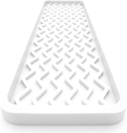 Happitasa Silicone Kitchen Sink Organizer Tray, Sponge Holder and Soap Dish, White, 12" x 4", Zigzag