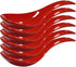 6 pcs Red Round-Bottom Soup Spoons - Asian Porcelain Ceramic Rice Spoons for Home Kitchen and Restaurant