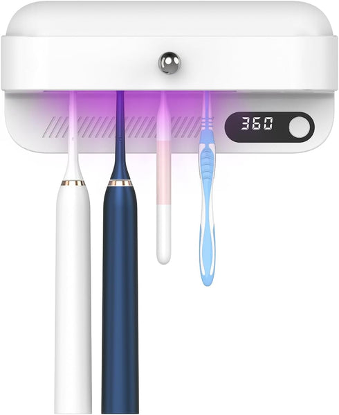 Zyntieu UV Toothbrush Sanitizer and Holder, Wall-Mounted Electric Toothbrush Cleaner with Air Drying