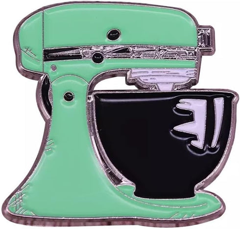 Cake Mixer Enamel Pin, Cute Mint Green Kitchen Appliance Pin for Bakers, Chefs, and Cooking Enthusiasts