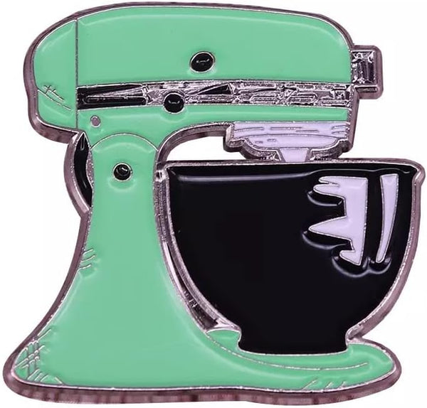 Cake Mixer Enamel Pin, Cute Mint Green Kitchen Appliance Pin for Bakers, Chefs, and Cooking Enthusiasts