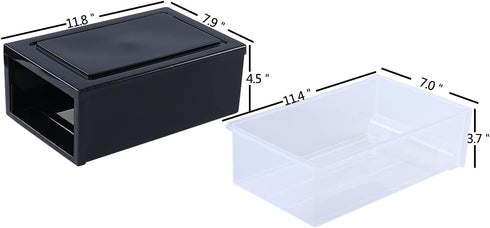Hespama 6.5 Quart Plastic Stacking Storage Drawer, 3 Pack Desktop Storage Drawer, Black