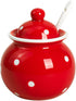 123Arts Ceramics Dot Sugar Salt Pepper Storage Jar - Seasoning Pot with Lid and Spoon