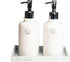 DNC 2PC 7.9" Silicone Bathroom Tray for Countertop, Kitchen Sink Soap Holder and Toilet Tank Desk Organizer (Marble