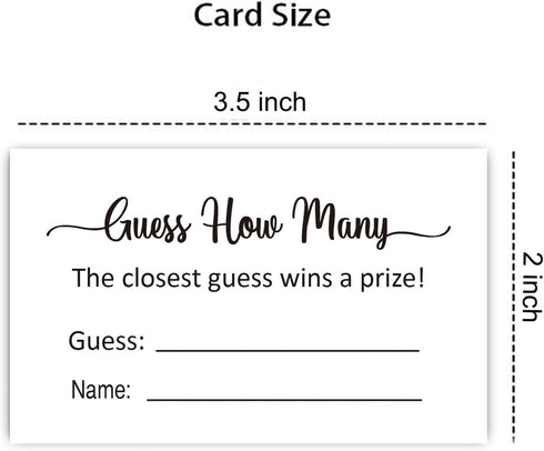 KONKAVA (50 3.5" 2" Guess How Many Game Cards, Cards) Baby Shower Game Cards (Minimalist) x