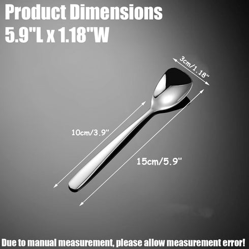 Small Square Spoons, SUS304 Stainless Steel 5.9 Inch Spoons for Ice Cream, Sugar, Cake, Coffee, Desserts, Set of 5