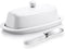 Yedio Ceramic Butter Dish with Lid and Knife, 8 Inch White Butter Holder for Countertop Refrigerator