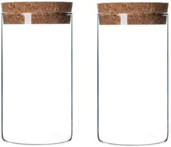 2Pcs 300ml/10oz Clear Glass Bottles with Cork Stopper - Empty Refillable Storage Container for Dry Food Goods